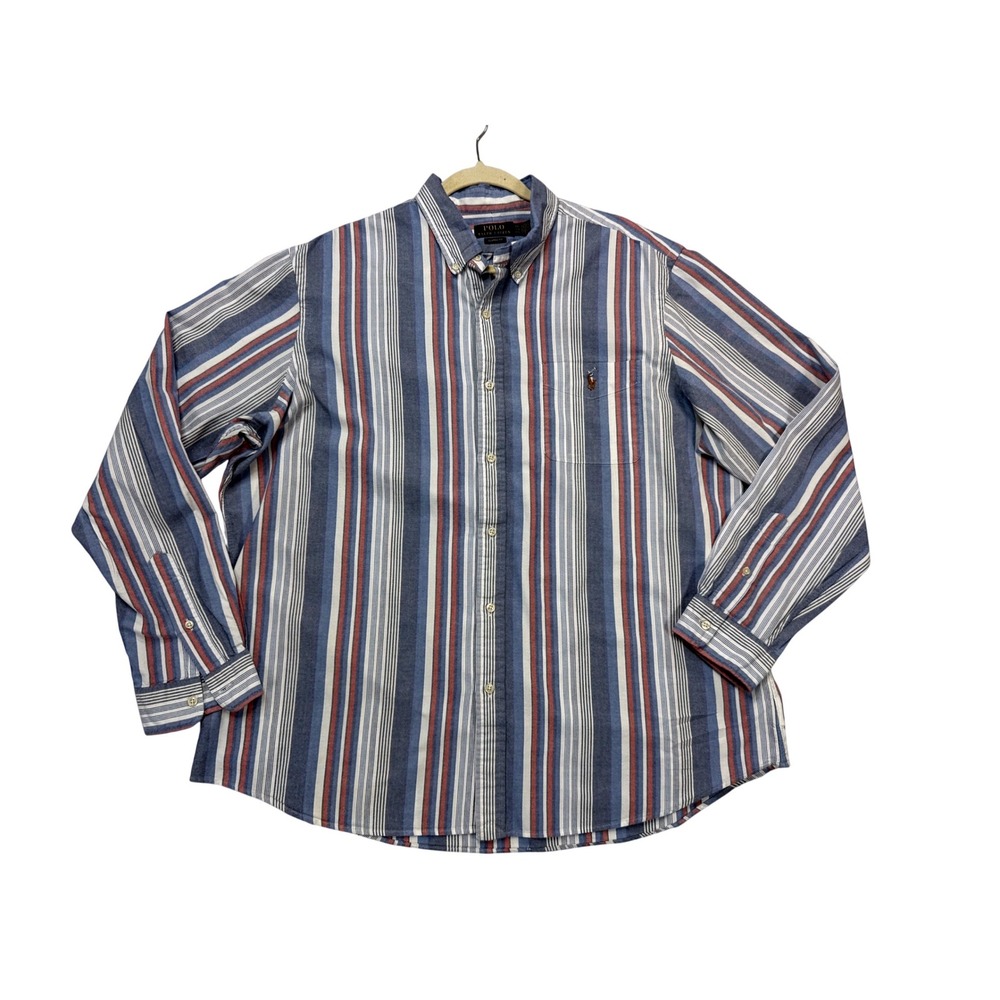 Polo Ralph Lauren Button Down Mens XXL Blue Red Striped Excellent Classic Fit